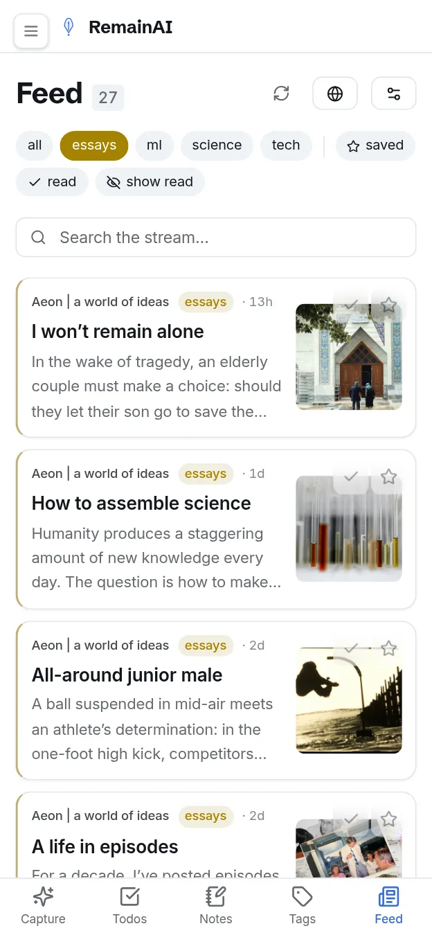 The feed on a phone.
